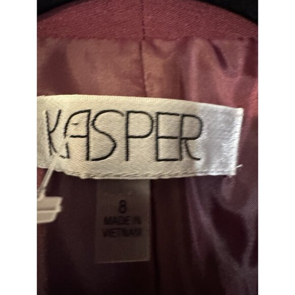Kasper Suit Jacket Blazer 8 Maroon Plum Open Front 3/4 Long Sleeve NEW - Picture 15 of 16